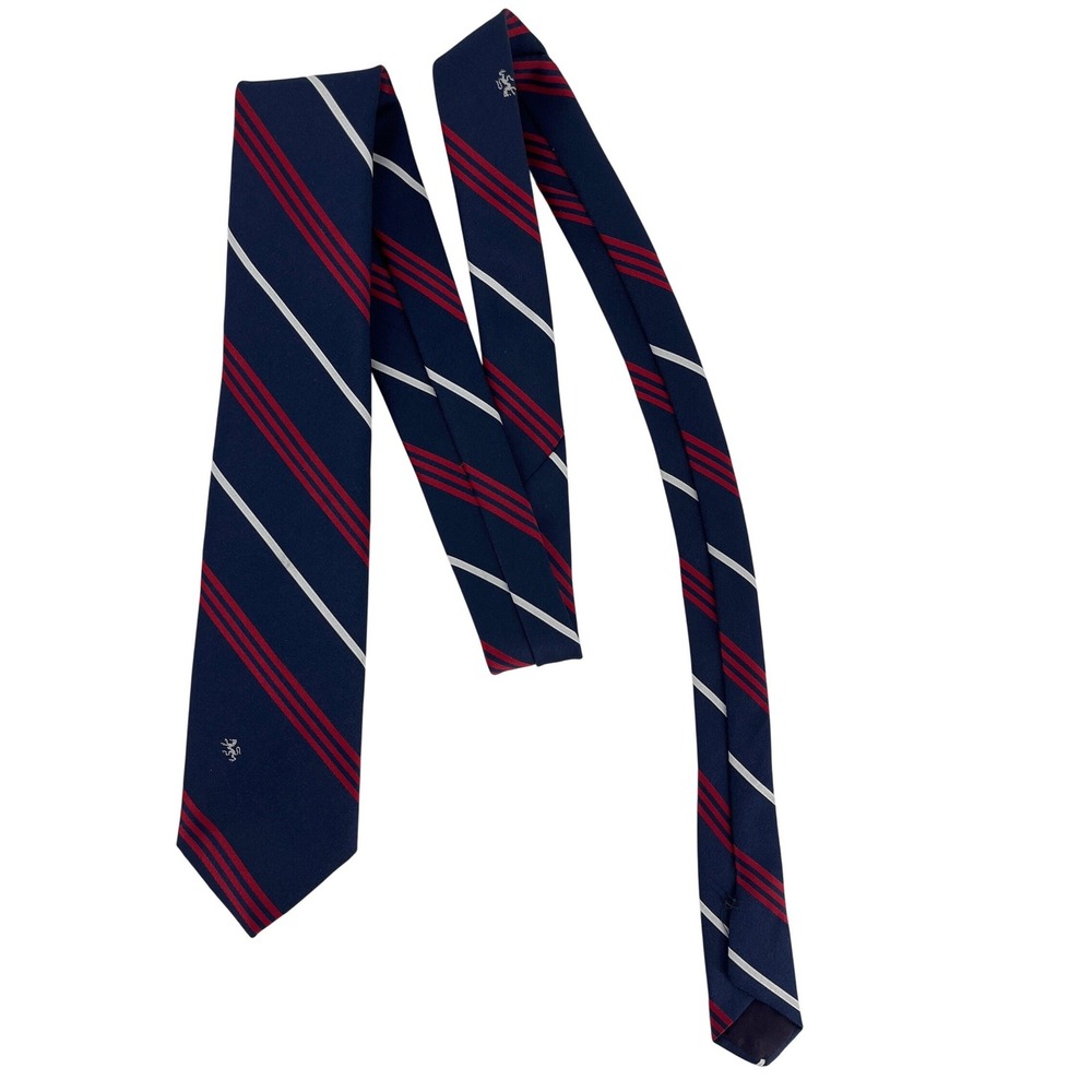 Austin Reed Vintage Necktie Navy Striped‎ Lion Crest Logo Woven Tie 56 x 3